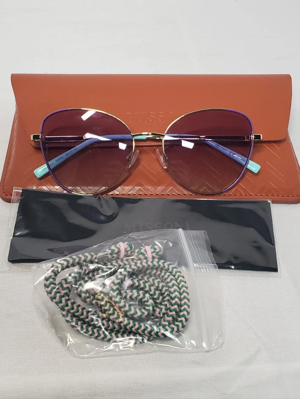 Missoni Purple Gradient Cat-Eye Sunglasses with Blue Temple Tips 55-17-140